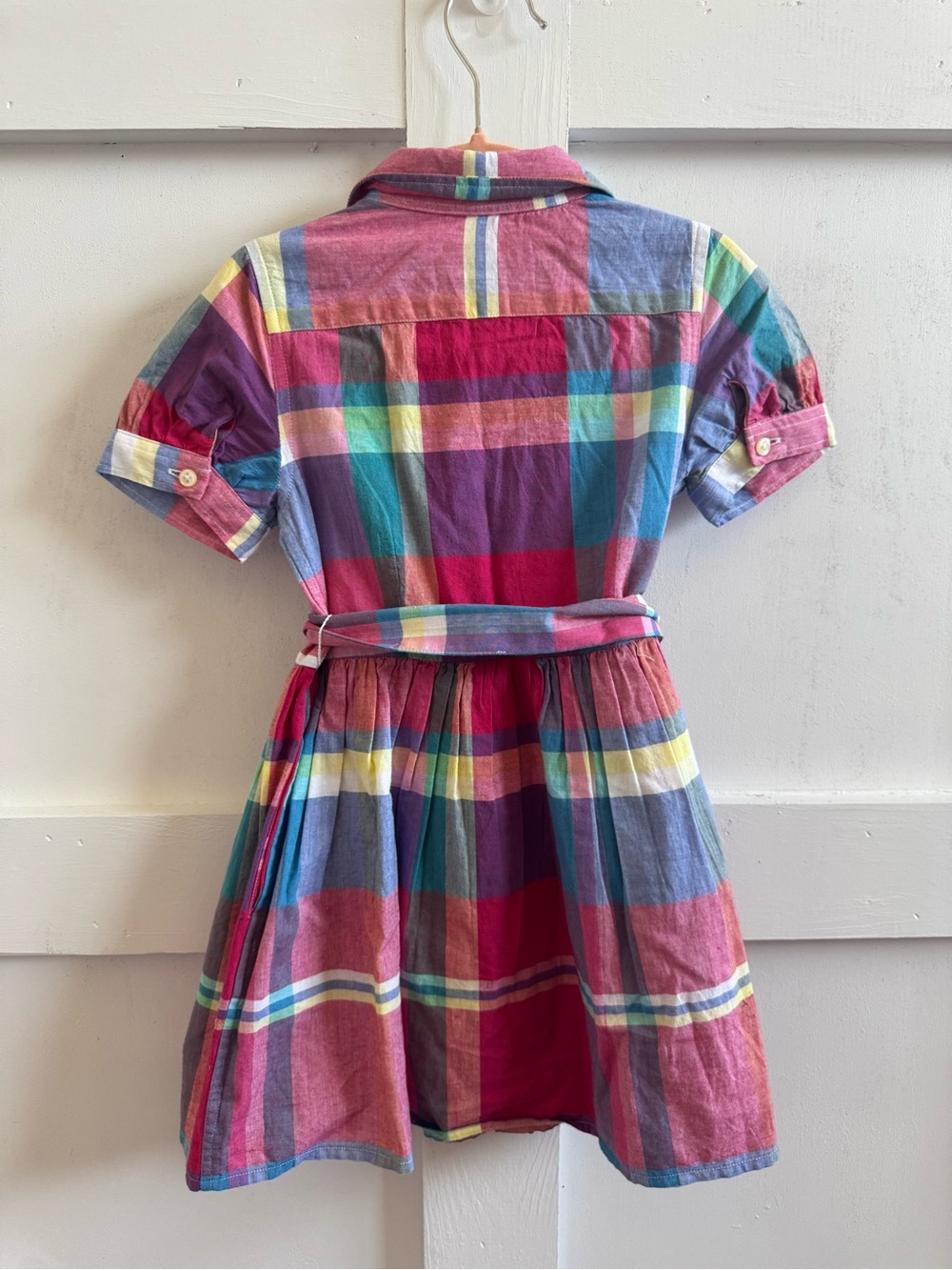 Polo by Ralph Lauren Girls Plaid Cotton Shirt Dress in Pink, Blue, Purple - Picture 2 of 3